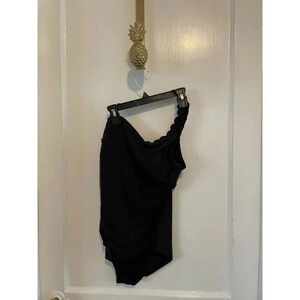 Kona Sol Women's Size X-Small Black Scalloped One Arm Bathing Suit